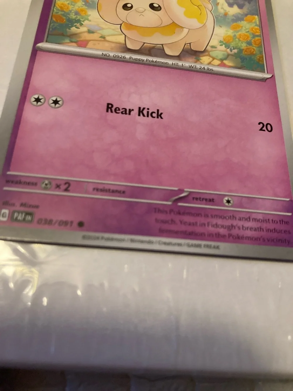 Pokemon Fidough Pink and Yellow Trading Card